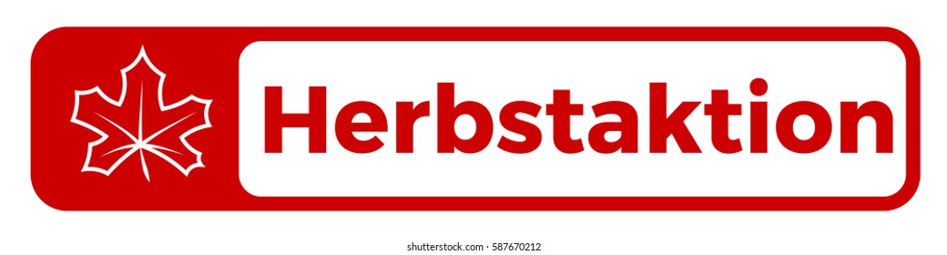 German Sticker Herbstaktion "autumn sale campaign" button banner clean with fall leave