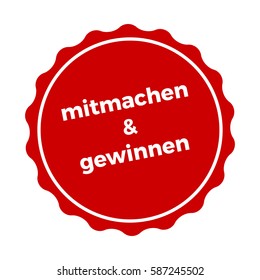 German Sticker Mitmachen und gewinnen "Take part and win" buttton banner clean