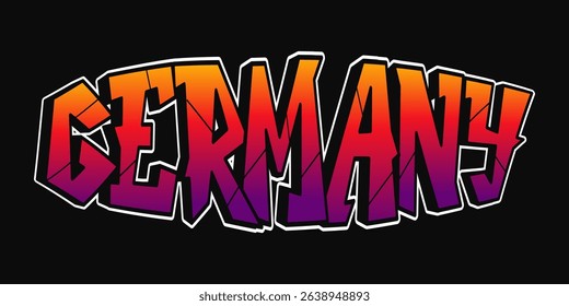 German street art typography featuring vibrant gradient colors and crisp white outline, expressing urban artistic expression