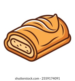 German style delicious apple strudel vector design and cartoon illustration 