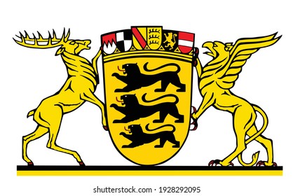 German territory symbol, great coat of arms of Baden-Wurttemberg vector illustration isolated on white background. Province in Germany.