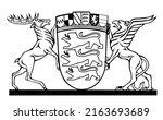 German territory symbol, line contour great coat of arms of Baden-Wurttemberg vector silhouette illustration isolated on white background. Province in Germany.
Crest, seal and province sign.