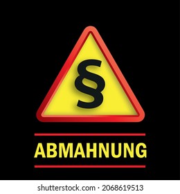 Texto en alemán Abmahnung, traducir Carta de advertencia. Archivo vectorial Eps 10.