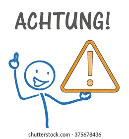 German text "Achtung" translate "Attention". Eps 10 vector file.