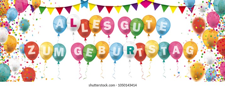 German text Alles Gute Zum Geburtstag, translate Happy Birthday. Eps 10 vector file.