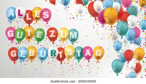 German text Alles Gute Zum Geburtstag, translate Happy Birthday. Eps 10 vector file.