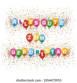 German text Alles Gute Zum Geburtstag, translate Happy Birthday. Eps 10 vector file.