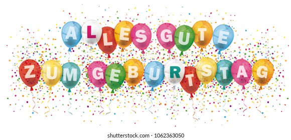 German text Alles Gute Zum Geburtstag, translate Happy Birthday. Eps 10 vector file.