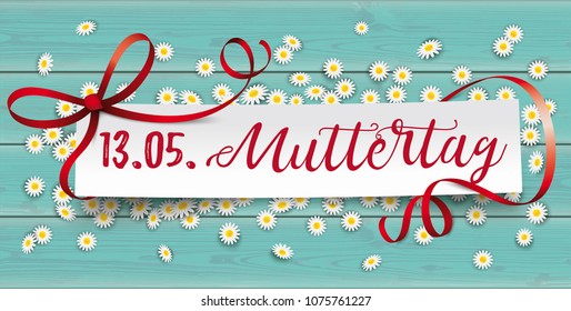 German text Alles Gute zum Muttertag, translate Happy Mothers Day.  Eps 10 vector file.