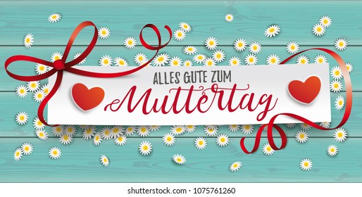 German text Alles Gute zum Muttertag, translate Happy Mothers Day.  Eps 10 vector file.