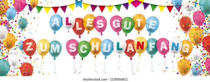 German text Alles Gute Zum Schulanfang, translate Happy School Starts. Eps 10 vector file.