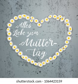 German text Alles Liebe zum Muttertag, translate Happy Mothers Day.  Eps 10 vector file.