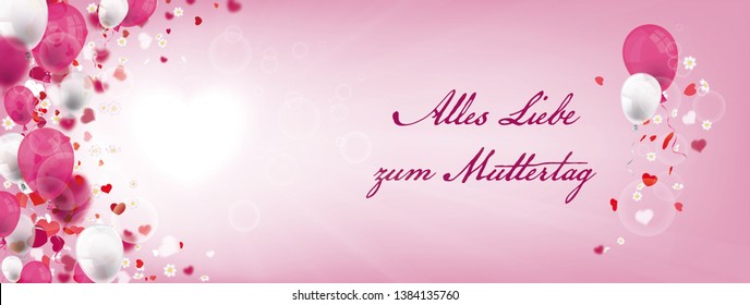 German text Alles Liebe zum Geburtstag, translate Happy Mothers Day. Eps 10 vector file.