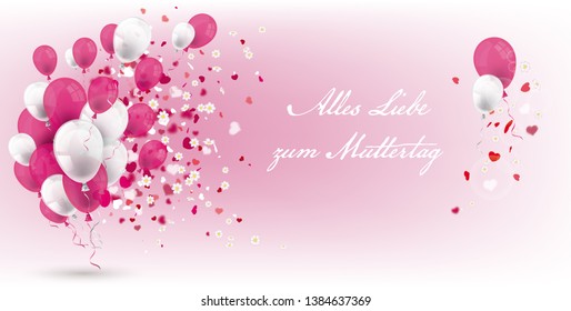 German text Alles Liebe zum Muttertag, translate Happy Mothersday. Eps 10 vector file.