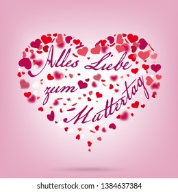 German text Alles Liebe zum Muttertag, translate Happy Mothers Day. Eps 10 vector file.