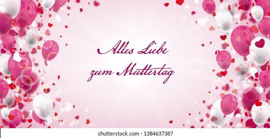 German text Alles Liebe zum Muttertag, translate Happy Mothers Day. Eps 10 vector file.