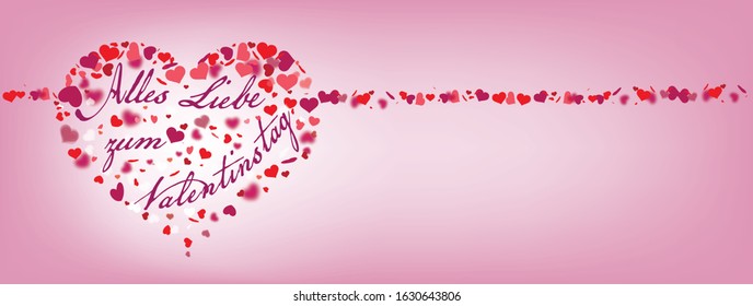 German text Alles Liebe zum Valentinstag, translate Happy Valentines Day. Eps 10 vector file.