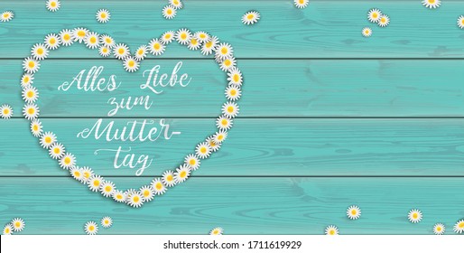 German text Alles Liebe zum Muttertag, translate Happy Mothers Day.  Eps 10 vector file.