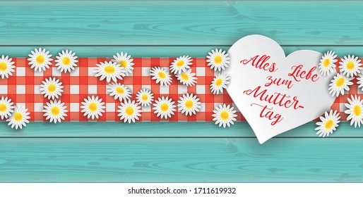 German text Alles Liebe zum Muttertag, translate Happy Mothers Day.  Eps 10 vector file.