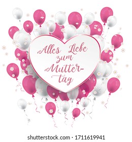 German text Alles Liebe zum Muttertag, translate Happy Mothersday. Eps 10 vector file.