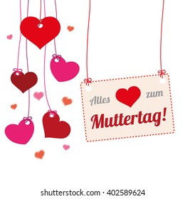 German text " Alles Liebe zum Muttertag", translate "Happy Mother's Day". Eps 10 vector file.