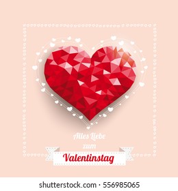 German text Alles Liebe zum Valentinstag, translate Happy Valentines Day. Eps 10 vector file.