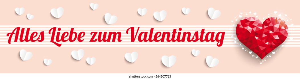 German text Alles Liebe zum Valentinstag, translate Happy Valentines Day. Eps 10 vector file.