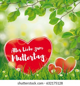 German text " Alles Liebe zum Muttertag", translate "Much Love on Mother's Day". Eps 10 vector file.