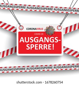 German text Ausgangssperre, translate Curfew. Eps 10 vector file.