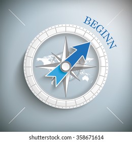 German text "Beginn", translate "inception". Eps 10 vector file.