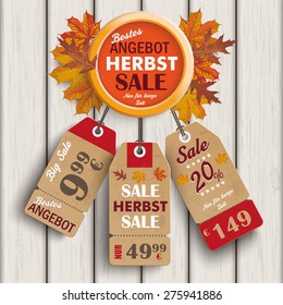 German text "bestes Angebot, Herbst, Nur fÃ?Â?Ã?Â¼r kurze Zeit", translate "best offer, Autumn, limited time only".