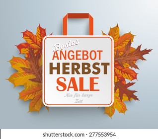 German text "bestes Angebot, Herbst, Nur fÃ?Â?Ã?Â¼r kurze Zeit", translate "best offer, Autumn, limited time only".