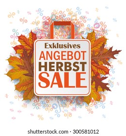 German text "bestes Angebot, Herbst, Nur fur kurze Zeit", translate "best offer, Autumn, limited time only". 