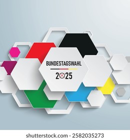 German Text Bundestagswahl 2025, translate parliamentary elections for the Bundestag 2025.  Eps 10 vector file.