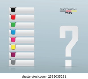 German Text Bundestagswahl 2025, translate parliamentary elections for the Bundestag 2025.  Eps 10 vector file.