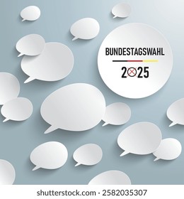 German Text Bundestagswahl 2025, translate parliamentary elections for the Bundestag 2025.  Eps 10 vector file.