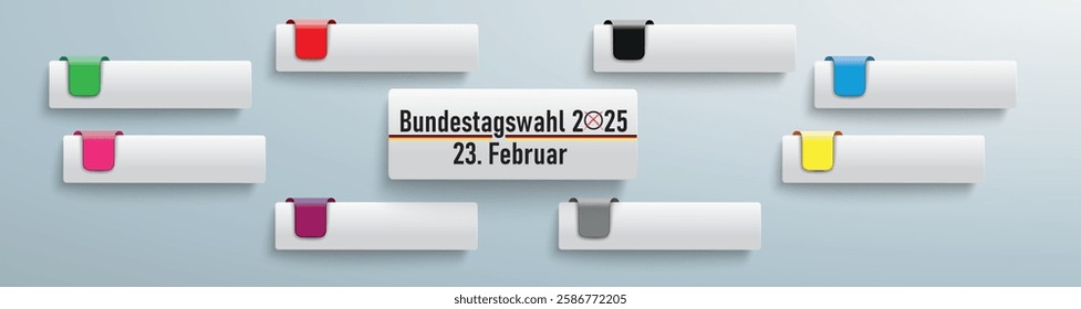 German Text Bundestagswahl 2025, translate parliamentary elections for the Bundestag 2025.  Eps 10 vector file.