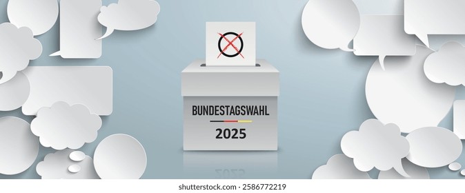 German Text Bundestagswahl 2025, translate parliamentary elections for the Bundestag 2025.  Eps 10 vector file.