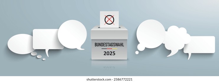 German Text Bundestagswahl 2025, translate parliamentary elections for the Bundestag 2025.  Eps 10 vector file.