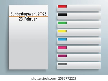 German Text Bundestagswahl 2025, translate parliamentary elections for the Bundestag 2025.  Eps 10 vector file.