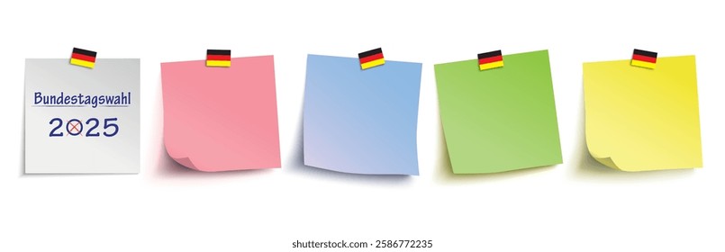 German Text Bundestagswahl 2025, translate parliamentary elections for the Bundestag 2025.  Eps 10 vector file.