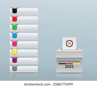 German Text Bundestagswahl 2025, translate parliamentary elections for the Bundestag 2025.  Eps 10 vector file.