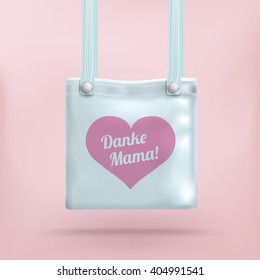 German text "Danke Mama", translate "thanks mama". Eps 10 vector file.