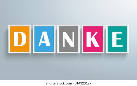 German text "Danke", translate "Thanks". Eps 10 vector file.