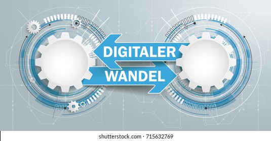 German Text Digitaler Wandel, Translate Digital Transition. Eps 10 Vector File.