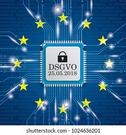 German text DSGVO, translate General Data Protection Regulation. Eps 10 vector file.