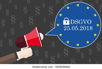 German text DSGVO, translate General Data Protection Regulation. Eps 10 vector file.