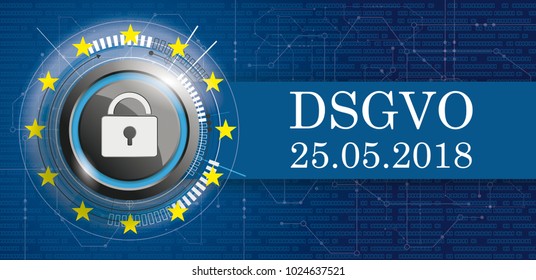 German text DSGVO, translate General Data Protection Regulation. Eps 10 vector file.