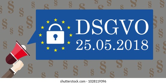 German text DSGVO, translate General Data Protection Regulation. Eps 10 vector file.