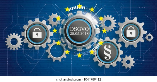 German text DSGVO, translate General Data Protection Regulation. Eps 10 vector file.